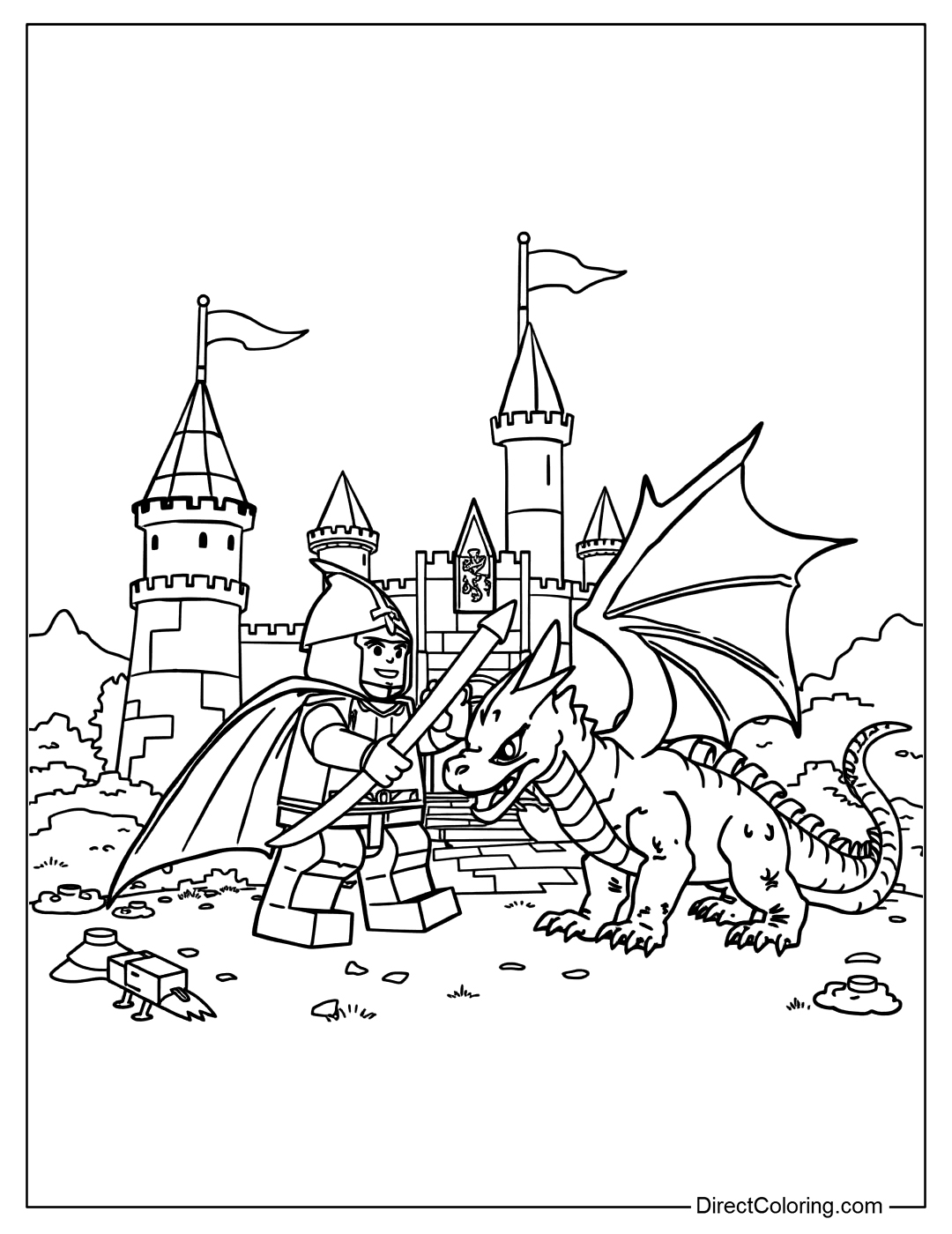 Medieval LEGO Battle Coloring Page